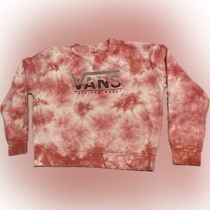 Vans Sweatshirt Crop Tie Dye Pink White Women's Size S Long Sleeve.